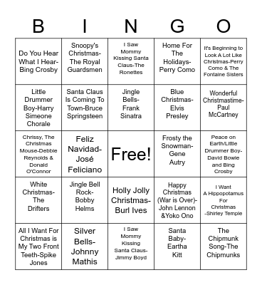 Christmas songs Bingo Card