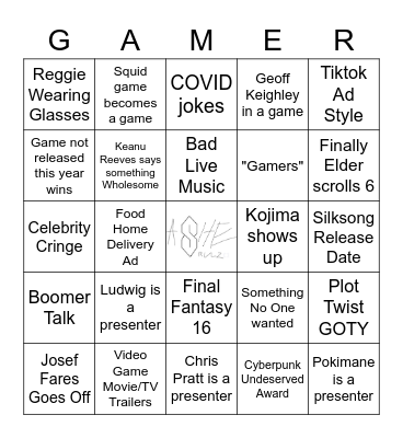 Game Awards Bingo Card