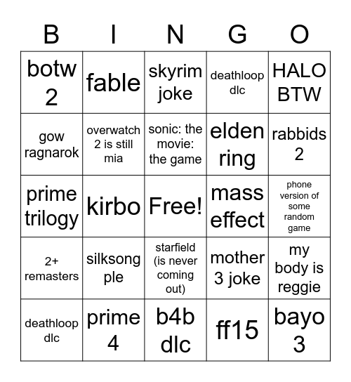 t Bingo Card