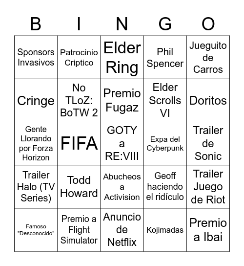 Bingo VGA Bingo Card