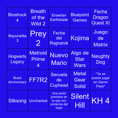 PORRA – GAME AWARDS 2021 Bingo Card