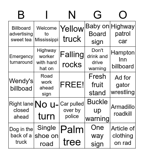 Beach Bound Bingo Card