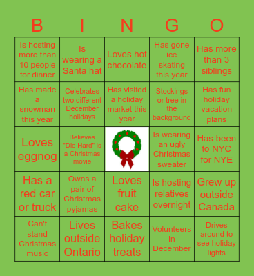 BDMARS Jingle Mingle BINGO Card