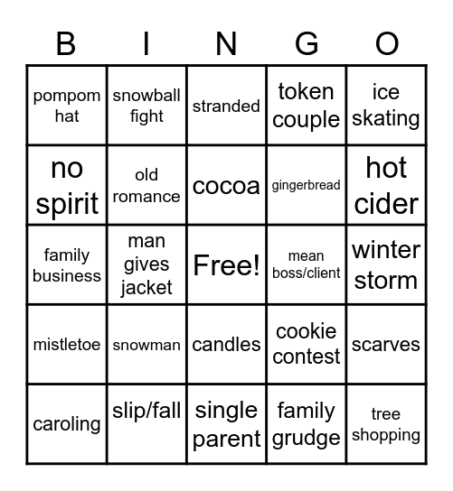 Hallmark Movies Bingo Card