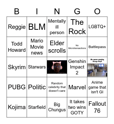 Game Awards 2021 Bingo Card