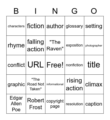 English 4 Midterm Bingo Card