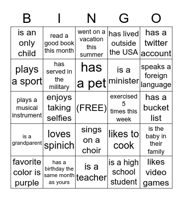 MIDDLETON & WRIGHT FAMILY Bingo Card