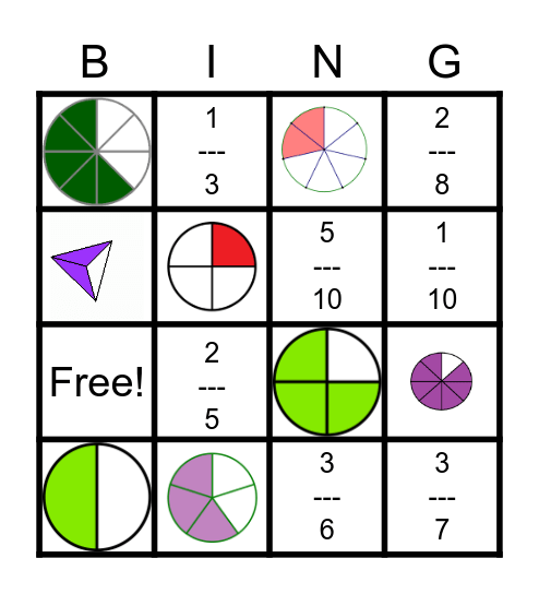 Fraction Bingo! Bingo Card