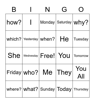 Newcomer Midterm Bingo Card