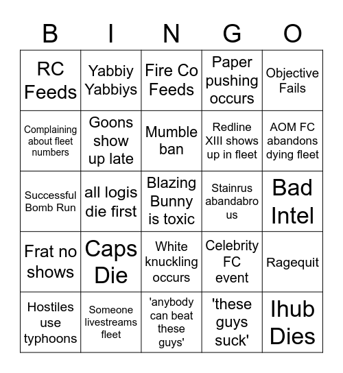 Rabbit of Poggers Fleet Bingo Card Bingo Card