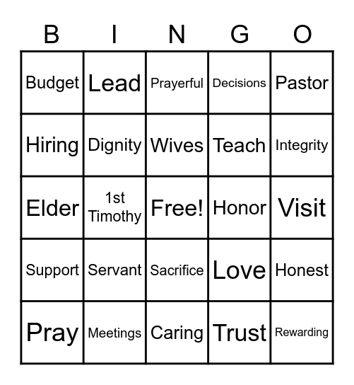 Deacon Party Bingo Card