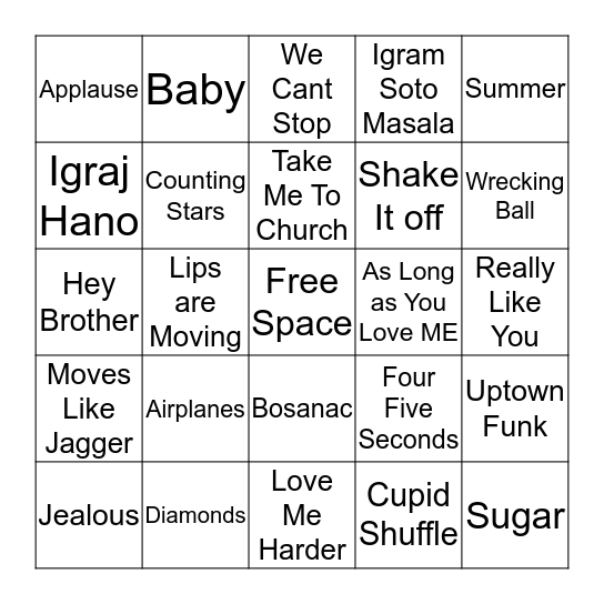 Music Bingo Card