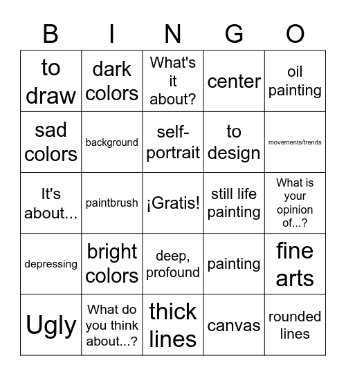 Vocabulario 4.1 Bingo Card