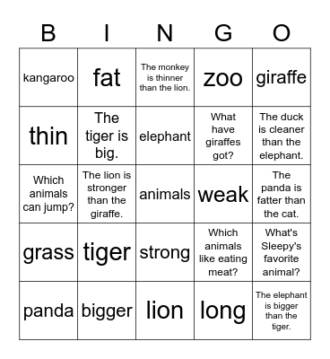 Dino 2A Lesson 15 Bingo Card