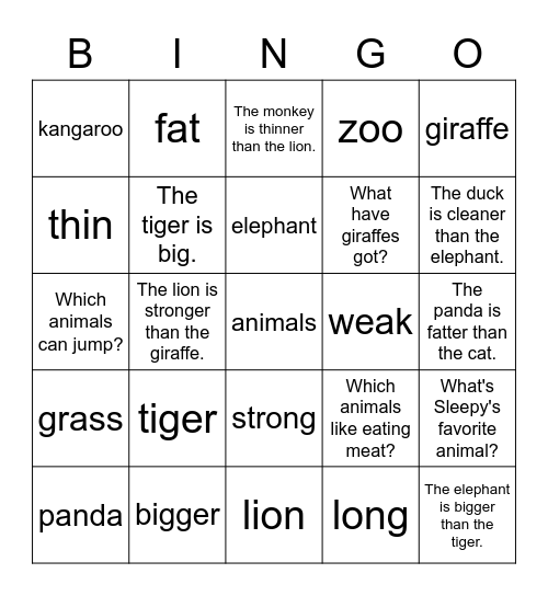 Dino 2A Lesson 15 Bingo Card