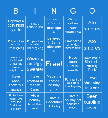 ❅ ❄️HOLIDAY BINGO ☃️❄ Bingo Card