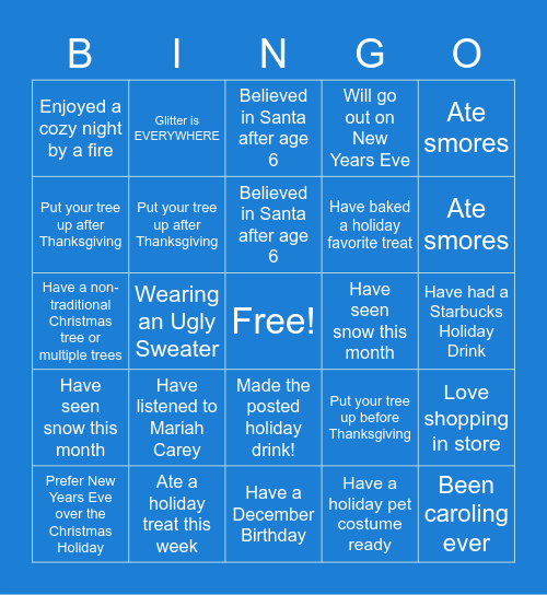 ❅ ❄️HOLIDAY BINGO ☃️❄ Bingo Card