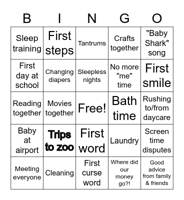 Baby Shower Bingo! Bingo Card