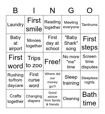 Baby Shower Bingo! Bingo Card