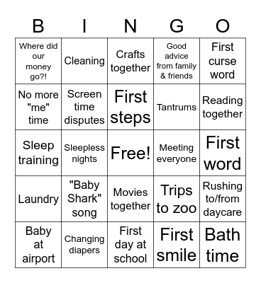 Baby Shower Bingo! Bingo Card