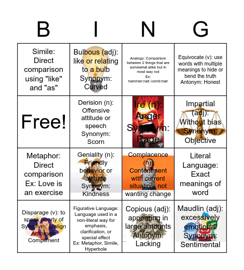 Vocab 3 Bingo Card