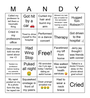 Mandy’s day <3 Bingo Card
