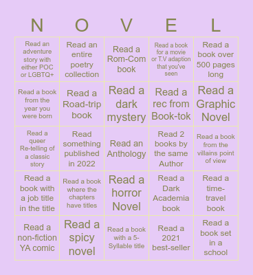 2022 Reading Challenge Bingo Card