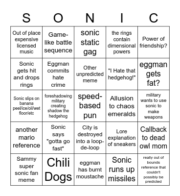 sonic bongo Bingo Card