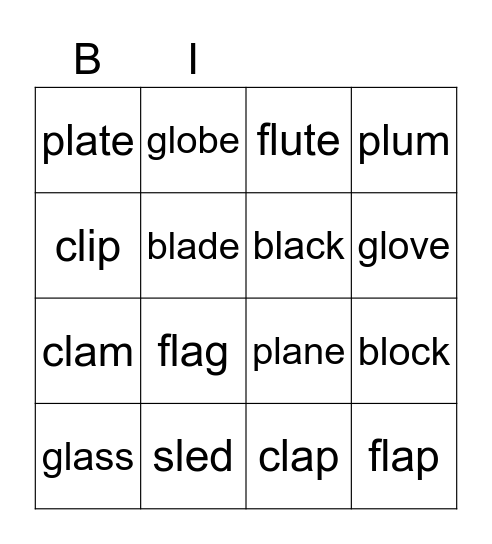 Blends Bingo Card