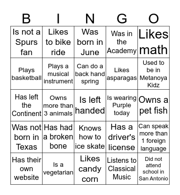 FIND SOMEONE WHO... Bingo Card