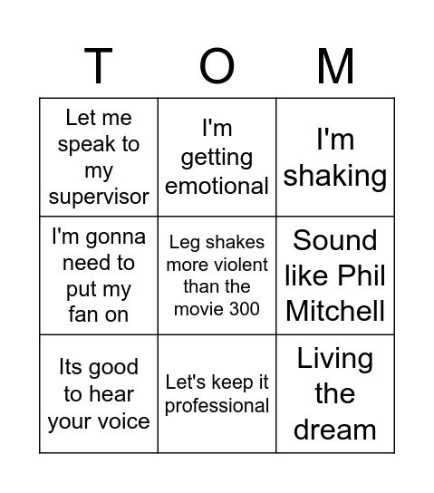 Tom Bingo Card