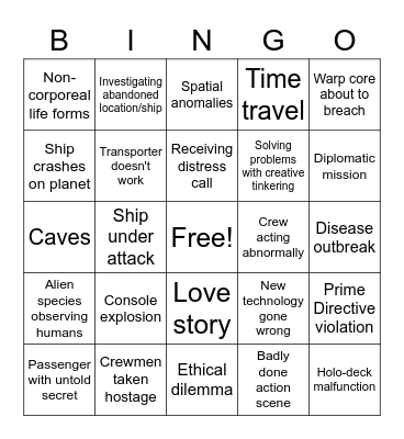 The average star trek episode Bingo card Bingo Card