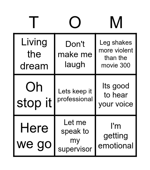 Tom Bingo Card
