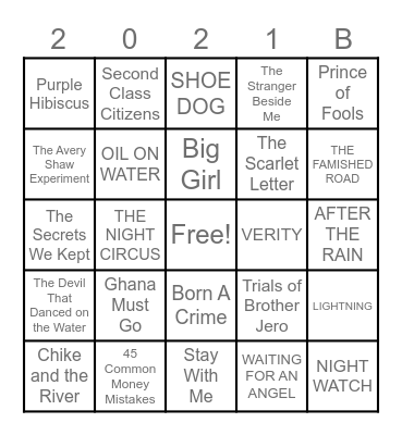 WOW BOOKCLUB 2021 BOOKS Bingo Card