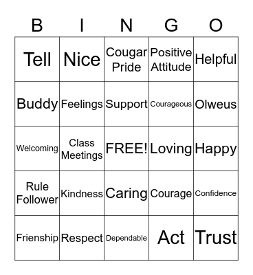 Buddy Bingo Card