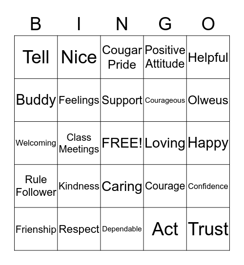 Buddy Bingo Card