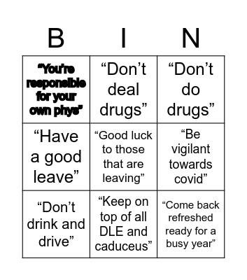 OC Brief Bingo! Bingo Card