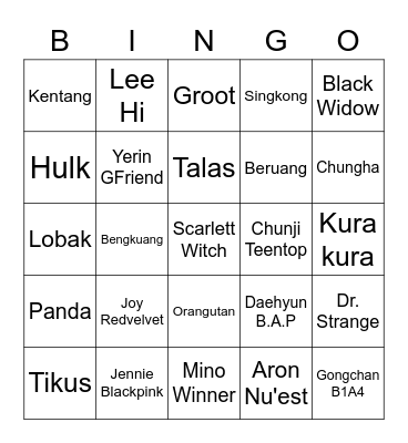 Seoy Bingo Card