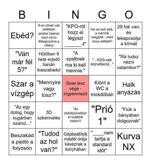 GE VERES K3 AZONNAL CIGISZÜNET BINGÓ Bingo Card