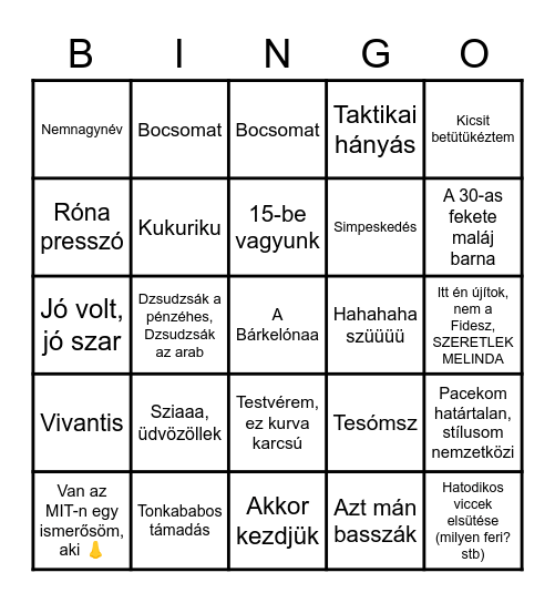 Zele Bingó Bingo Card