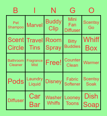 Scentsy Bingo Card