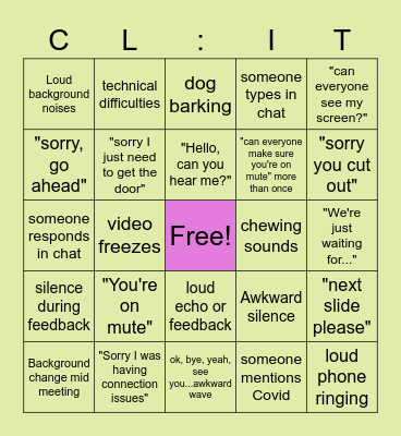 Virtual meeting bingo Card