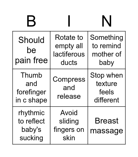Hand Expression Bingo Card