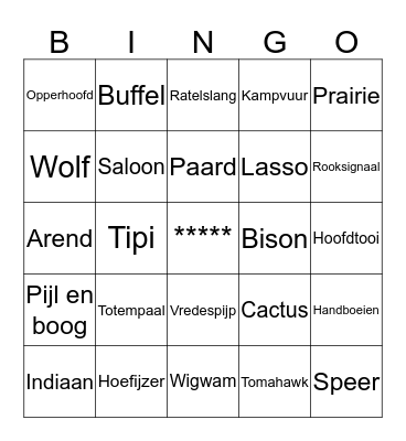 Wild West Bingo Card