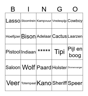 Wild West Bingo Card