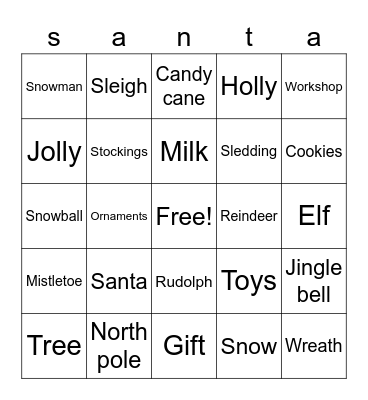 Christmas Bingo Card