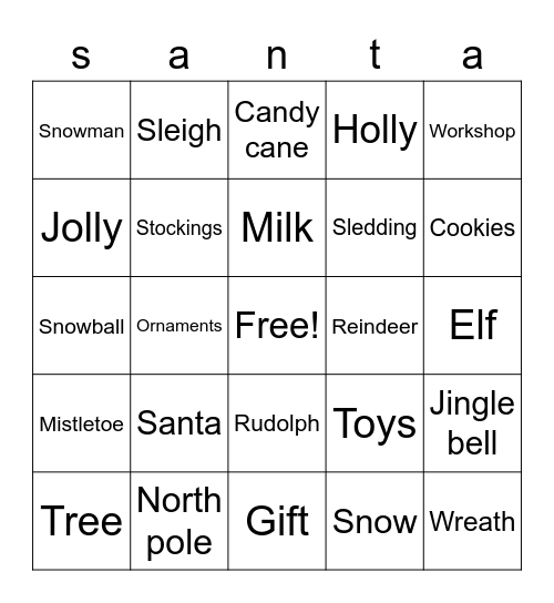 Christmas Bingo Card