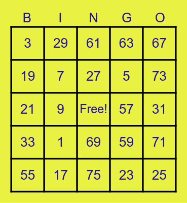 BINGO CARD 2 JON Bingo Card