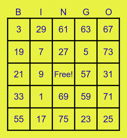 BINGO CARD 2 JON Bingo Card