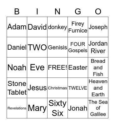 Bible Bingo Card